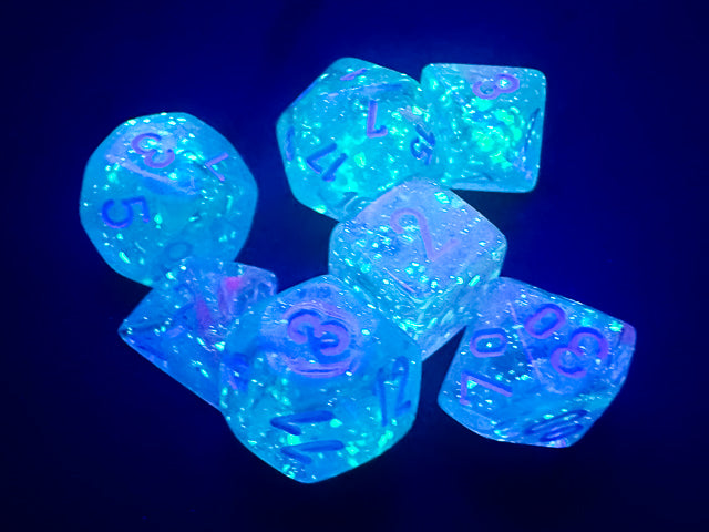 Mini Nebula Polyhedral 7 Die Set - Wisteria White