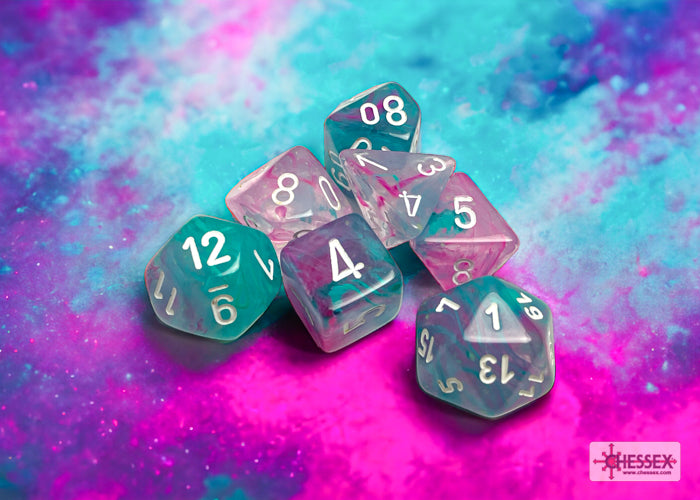 Nebula Polyhedral 7 Dice Set - Luminary Wisteria/White