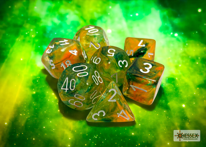 Nebula Polyhedral 7 Dice Set - Luminary Spring White