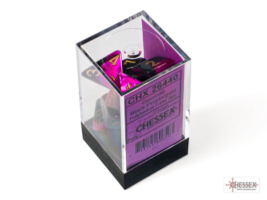 Gemini Polyhedral 7 Dice Set - Black-Purple w/Gold
