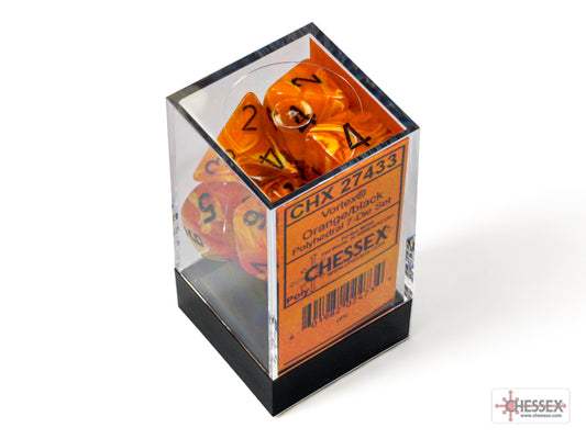 Vortex Polyhedral 7 Dice Set - Orange w/Black