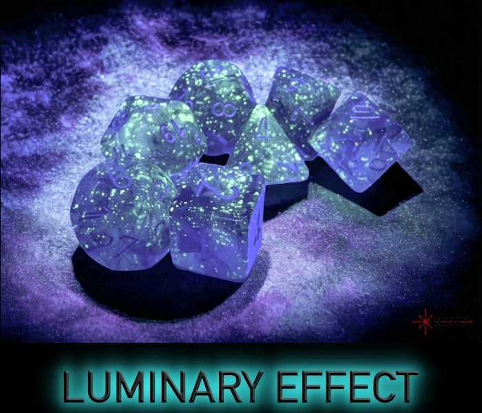 Borealis Polyhedral 7 Dice Set - Luminary Light Smoke Silver