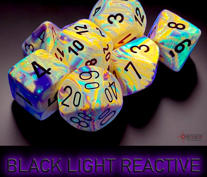 Festive Polyhedral 7 Dice Set - Sunburst w/Red