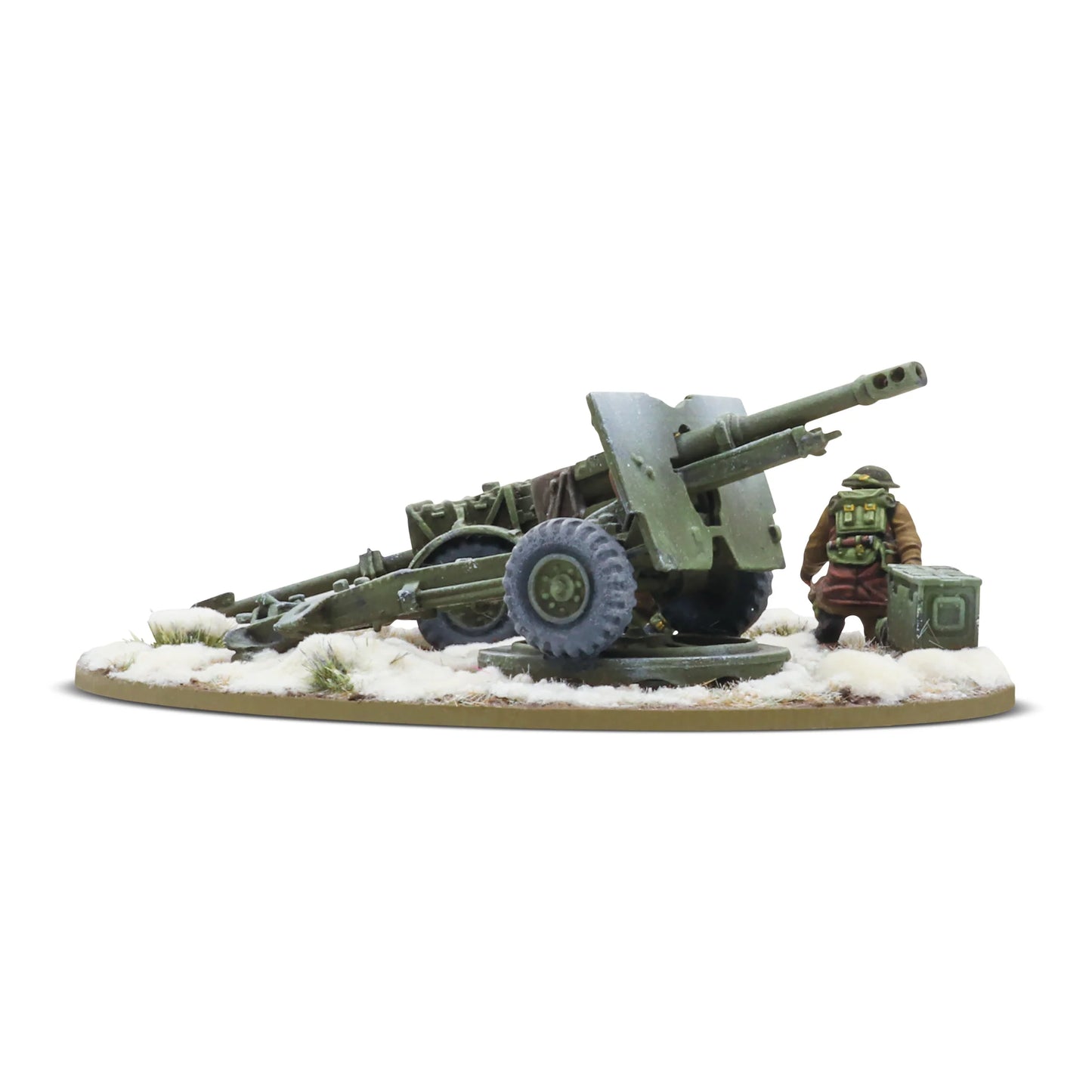 25 pdr anti-tank gun with British infantry (winter) crew