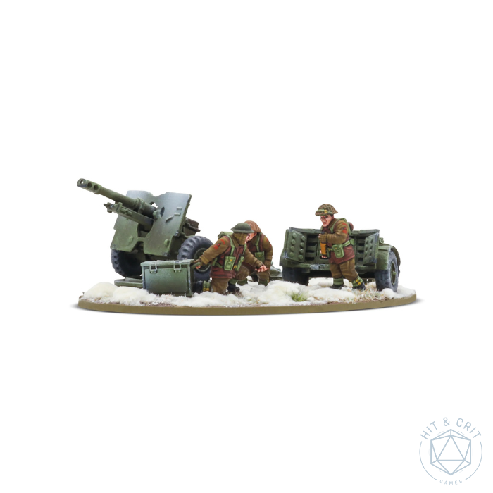 25 pdr anti-tank gun with British infantry (winter) crew
