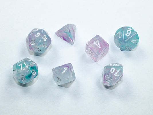 Mini Nebula Polyhedral 7 Die Set - Wisteria White