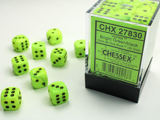 Vortex 12mm D6 Dice Block - Bright Green w/Black