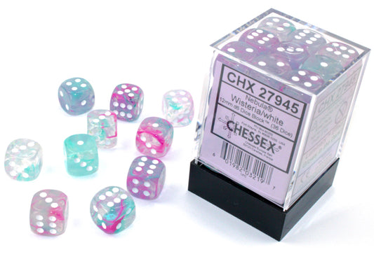 Nebula 12mm D6 Dice Block - Luminary Wisteria white Dice Block