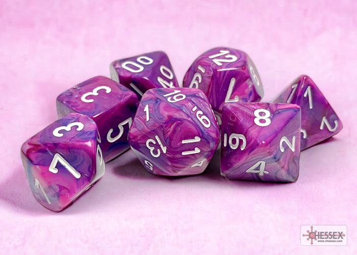 Festive Polyhedral 7 Dice Set - Violet w/White