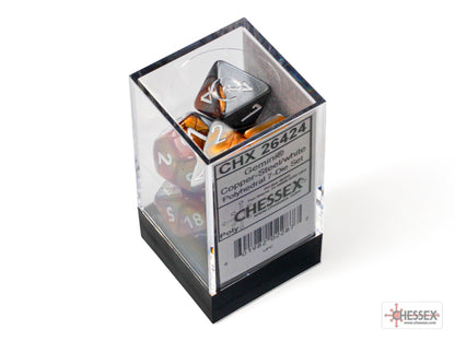 Gemini Polyhedral 7 Dice Set - Copper, Steel & w/White