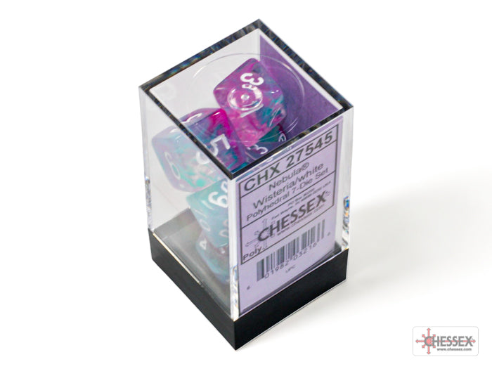 Nebula Polyhedral 7 Dice Set - Luminary Wisteria/White