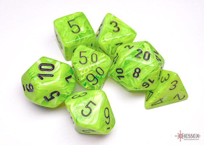 Vortex Polyhedral 7 Dice Set - Bright Green w/Black