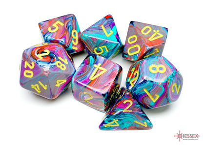 Festive Polyhedral 7 Dice Set - Mosaic Yellow