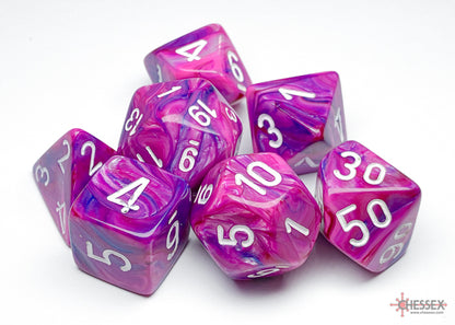 Festive Polyhedral 7 Dice Set - Violet w/White