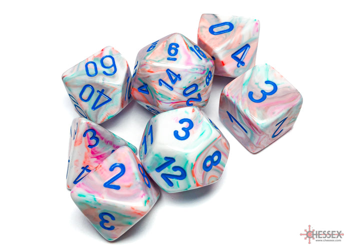 Festive Polyhedral 7 Dice Set - Pop Art Blue