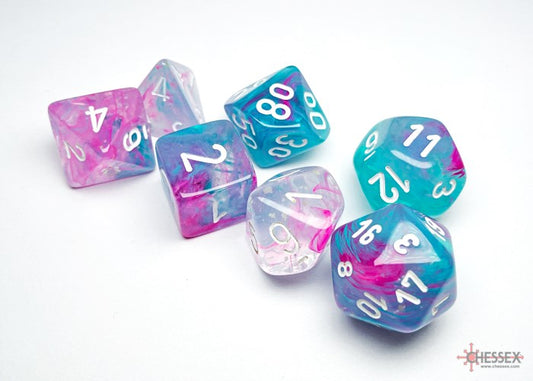 Nebula Polyhedral 7 Dice Set - Luminary Wisteria/White