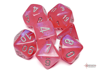 Borealis Polyhedral 7 Dice Set - Luminary Polyhedral Pink & Silver